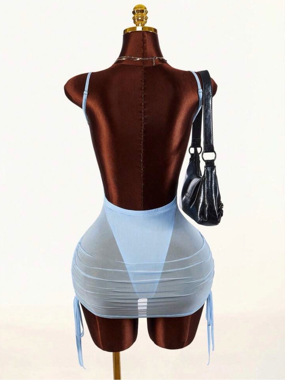 Baby blue bodysuit with attached Semi-Sheer
Basic Tight Bodycon Mini cinched - Picture 3 of 3